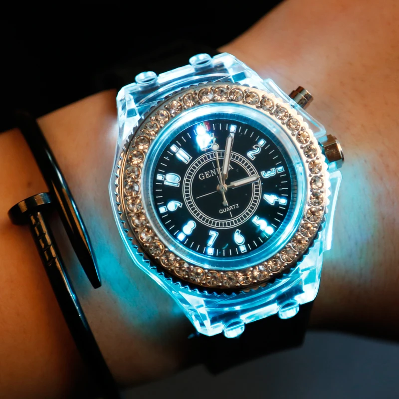 

New arrival Z166 Luxury GENEVA unisex luminous quartz silicone wrist watches