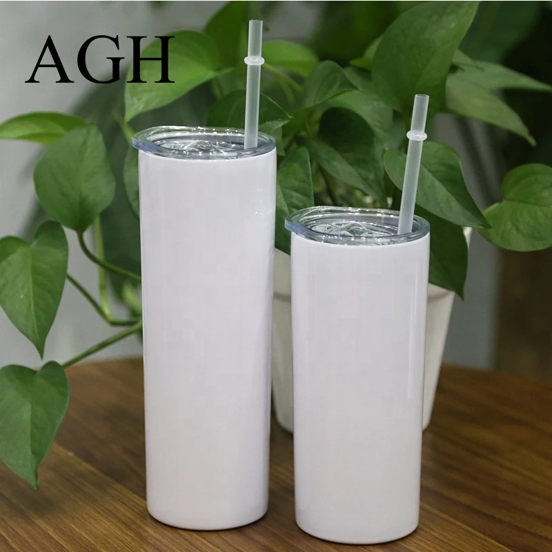 

Ready To Ship  Sublimation Blank Straight Skinny Tumbler Stainless Steel Double Wall Insulation Water Mugs With Straw