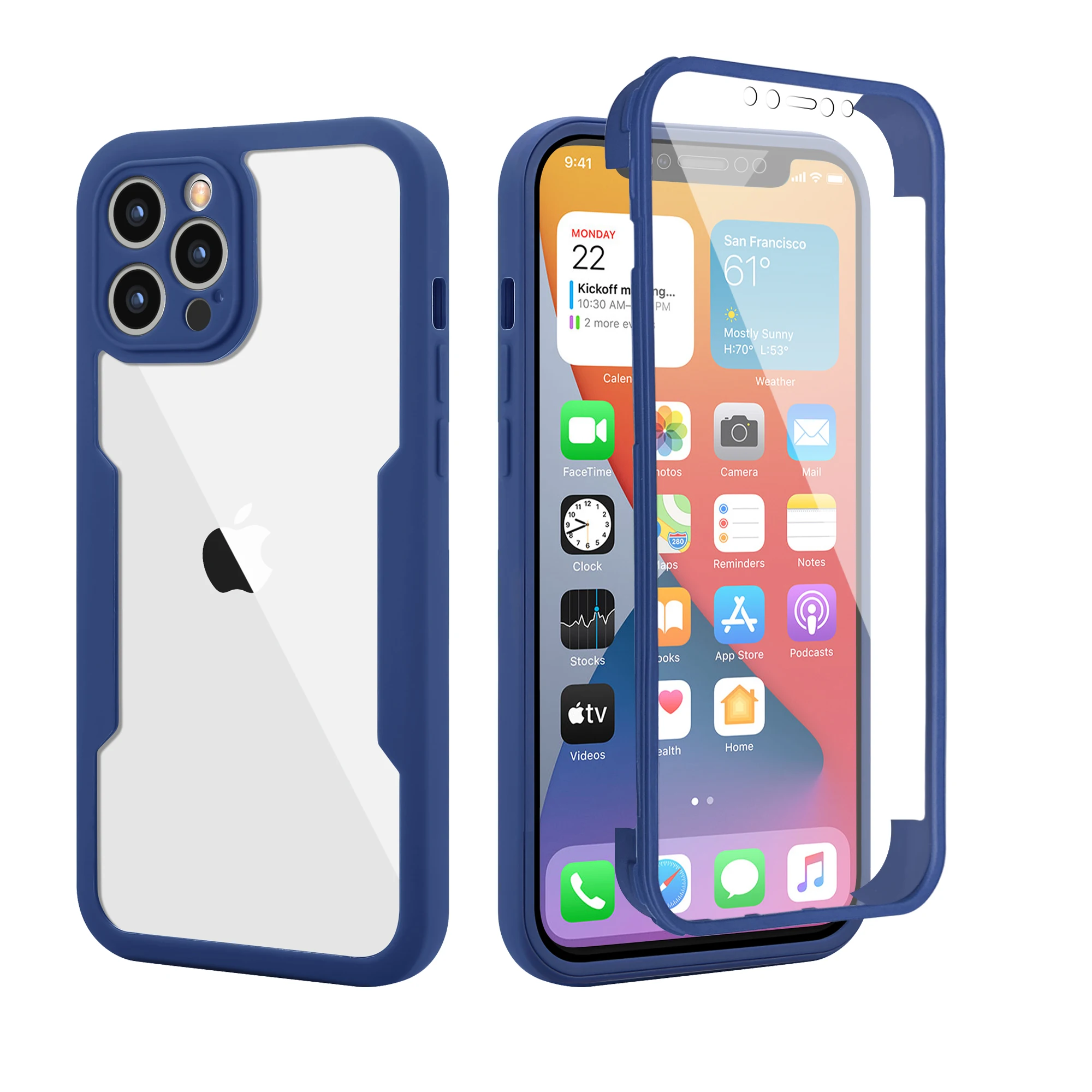 

AMAZON Hot Selling Transparent Phone Cover Tpu 360 Full Cover Phone Case For Iphone 11 12 13 Pro Max 14