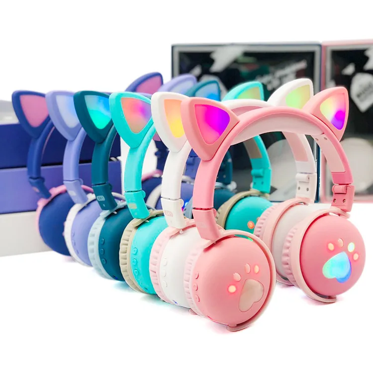 

SOMOSTEL Audifono oreja de gato LED 7 colores wholesale earphone con Microfono Plegable stereo headphones