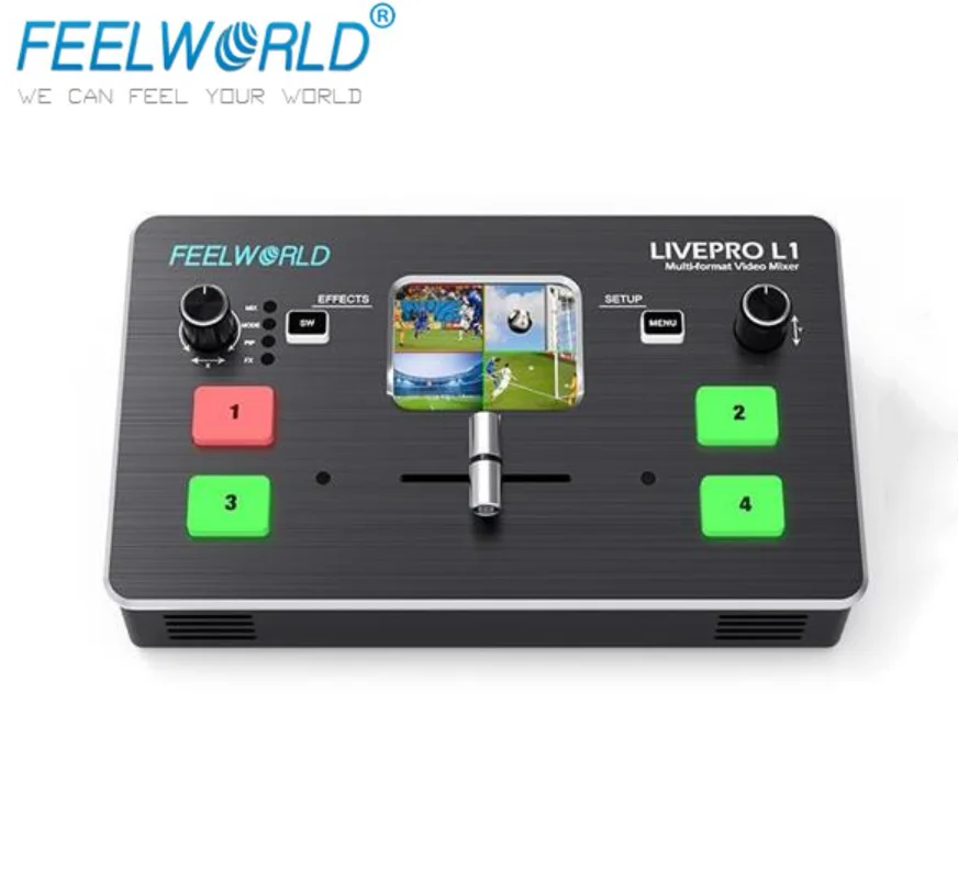 

FEELWORLD LIVEPRO L1 Multi-format Video switcher 4xHDMI inputs multi camera production real time live streaming for Video Audio