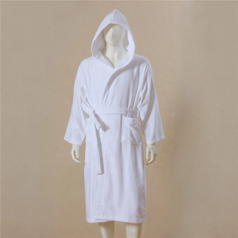 

Customized Embroidered Logo Summer Cotton Women Bathrobe Hooded Bathrobes For Hotel Spa Home Robe, White/customise