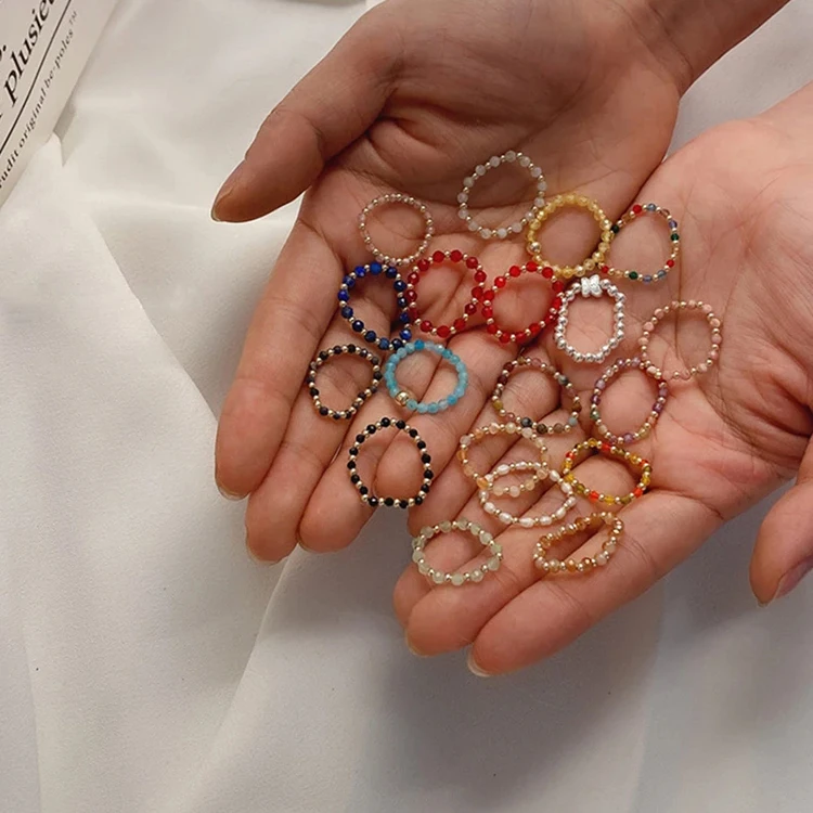 

Fashion Acrylic Rings Cute Coloful Beads Geometric Rings for Women, Colorful