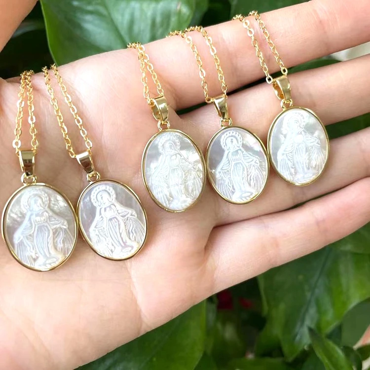

Jialin Jewelry 2021 ins fashion natural healing stone necklace facted women lucky charm moonstone guanyin pendant necklace