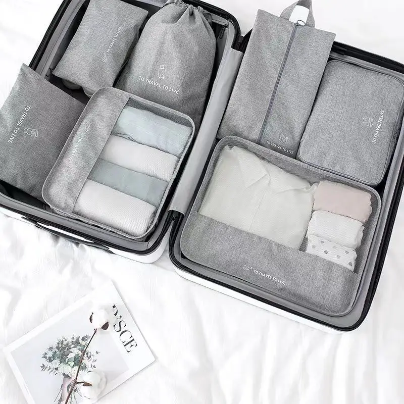 

B92-27 Waterproof Underwear Storage Lightweight Travel Luggage Organizer Bags 7 Pcs Packing Cubes Travel Bag Set