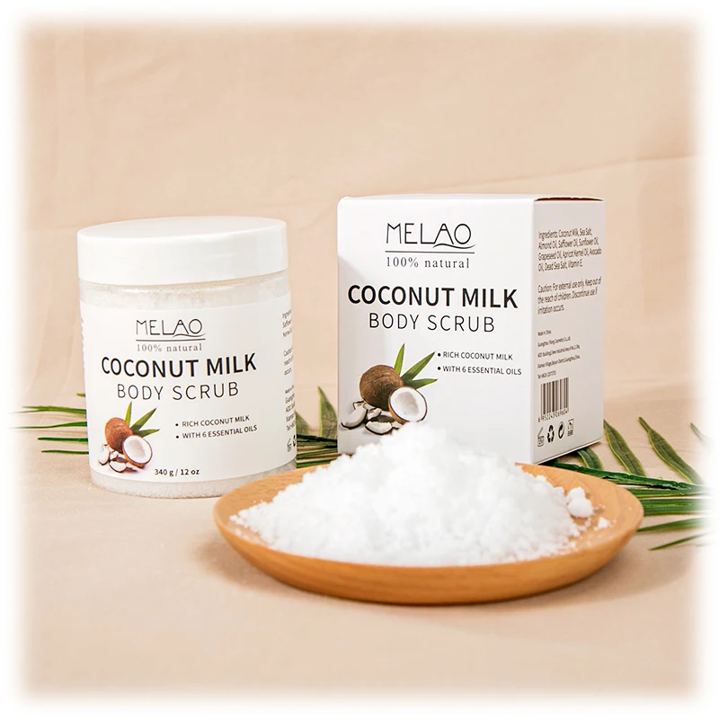 

OEM Private Label Organic sugar scrubs Moisturizing Exfoliator Whitening Coconut Milk Exfoliating Body Scrub Cream, White