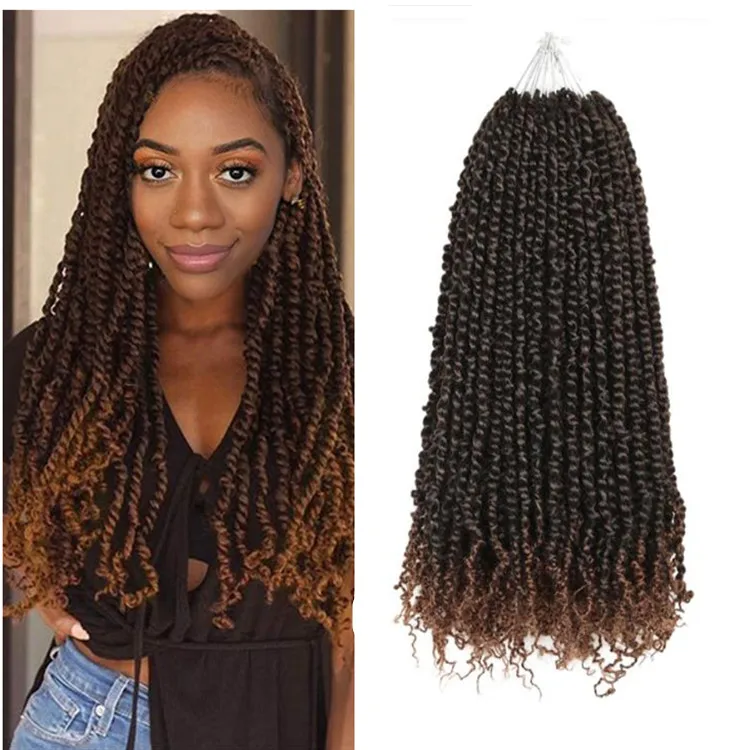 

Pre Twisted Passion Twist Crochet Hair Extensions Ombre Synthetic Crochet Braids Pre looped Fluffy Twists Braiding Hair, 1b,ot/27,0t/30