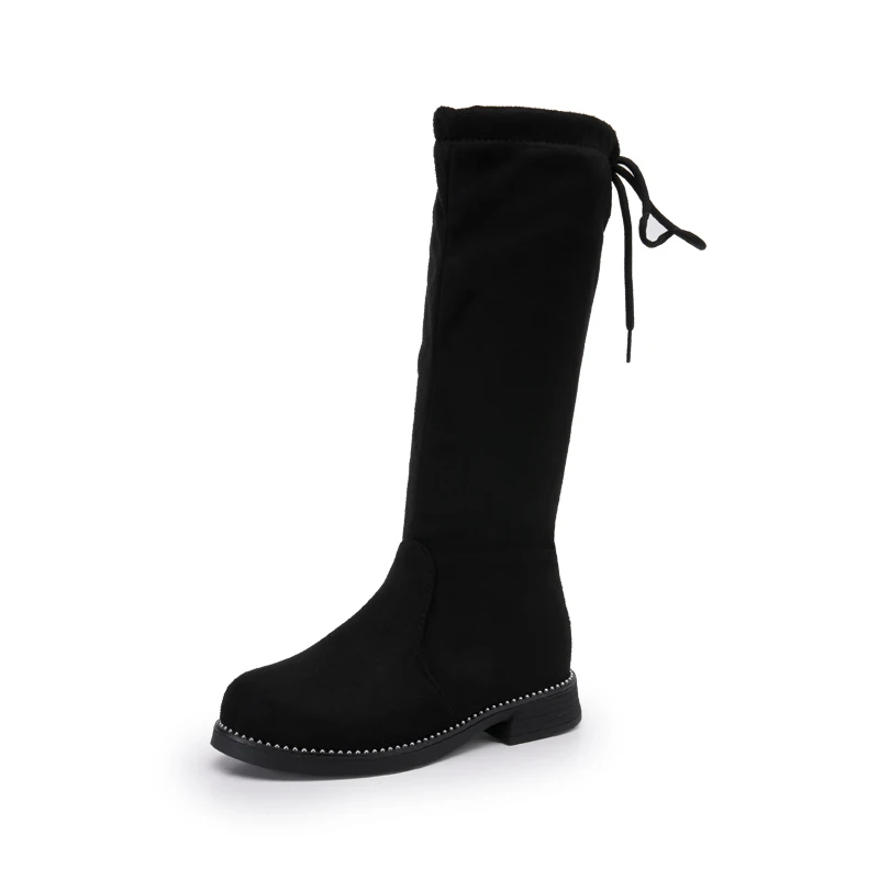

Winter solid color round head Elastic pile Leisure ladies'medium boots