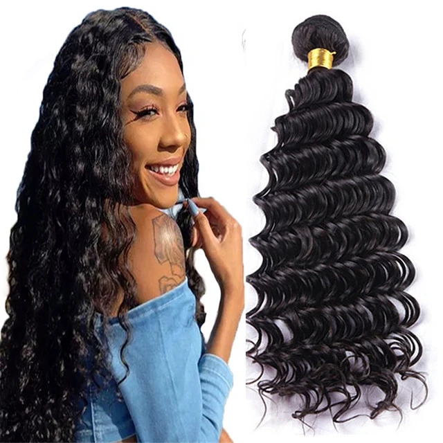 

Wholesale Cuticle Aligned Indian Hair, 100% Virgin human hair extension Grade 8A 10A deep Wave with closure