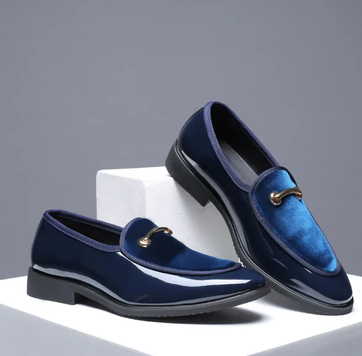 

2021 spring and summer new men's casual party patent leather leather shoes European and American large size wholesale, Red,blue,black