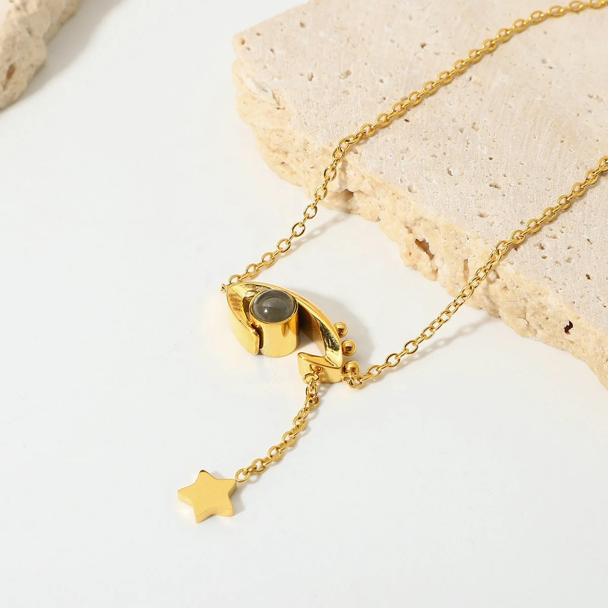

New Fashion Personalized Creative Custom Star Stainless Steel 18K Gold Plated Eye Bracelet
