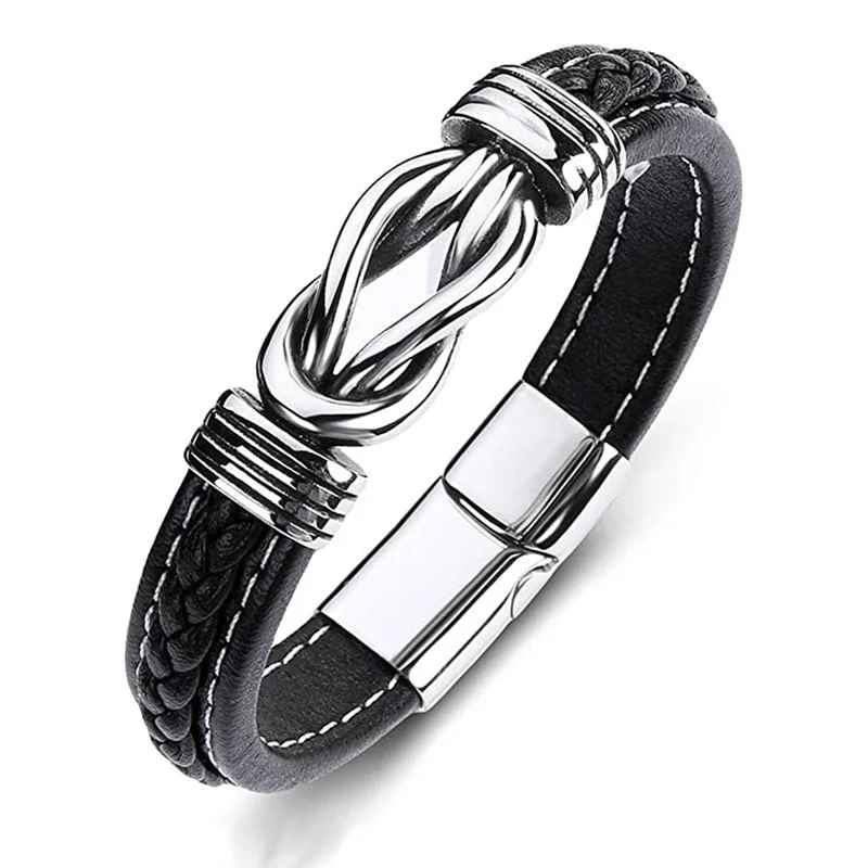

new alloy accessories men's leather woven bracelet manufacturers popular Hiphop leather bangles jewelry women