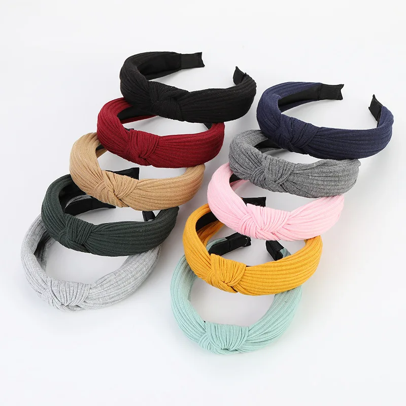 

Wholesale New Fashion Retro Fabric Knotted Head Band Korean Ins Wide Edge Headbands Hair Accessories For Women