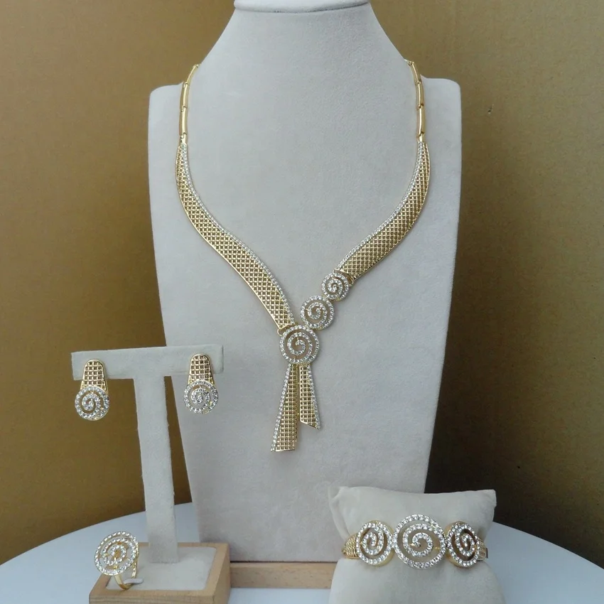

New Arrival Costume Elegant Designs Gold Plated Jewelry for Women Jewelry Sets FHK7778, Any color you want
