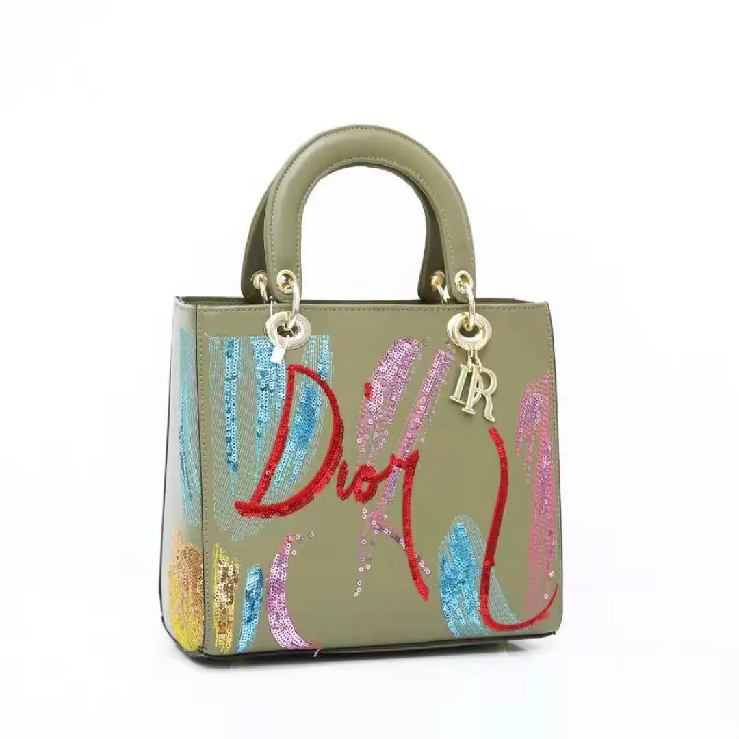 

Durable Sequin Embroidery Women Storage Hand Bag PU Leather Shoulder Bag