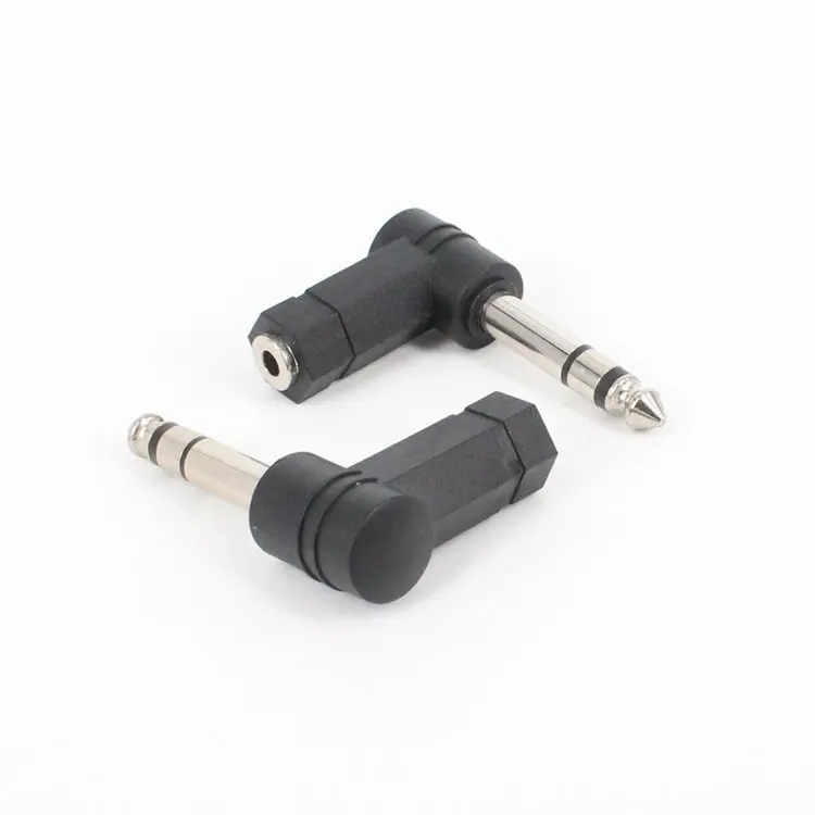 

6.35mm to 3.5mm adaptor 6.5 male to 3.5 female Elbow 90degree headphone microphone audio adapter
