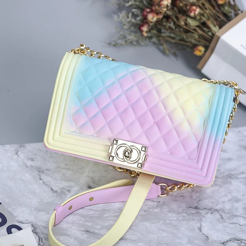 

ST-0920P The New Grinding Small Sweet Wind Ling Chain Color Single Shoulder Jelly Purses And Latest Fashion Ladies Handbags, Multi color