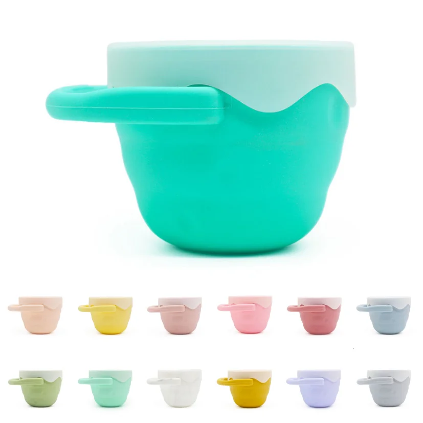 

2021 New Baby Silicone Snack Cup Portable Food Storage Cup Snack Box Snackcup Kids Collapsible Snack Cup, 13 colors to choose