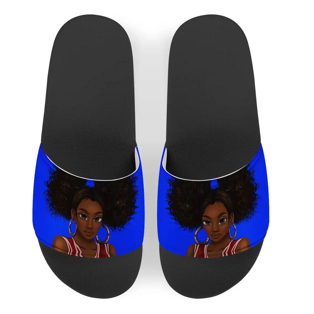 

Afro Girls Black Art Women Slide Sandals Unisex Print On Demand, Customized color