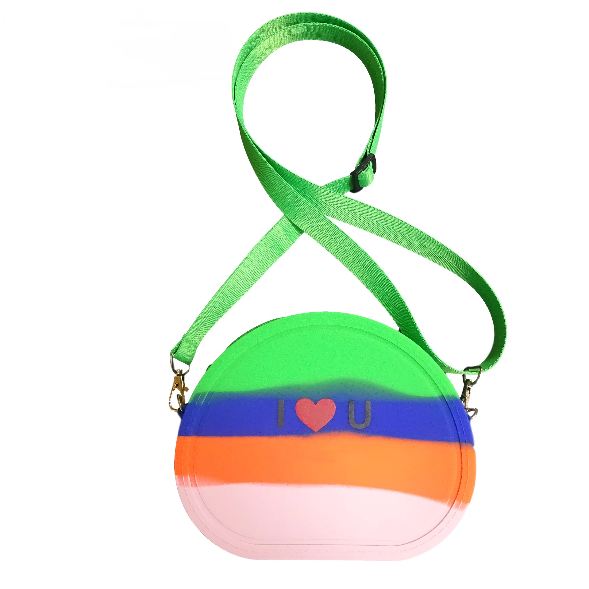 

Custom logo Rainbow silicone mobile phone bag big capacity crossbody shoulder bag waterproof coin purse, Colorful and pure (pink ,red,blue,purple