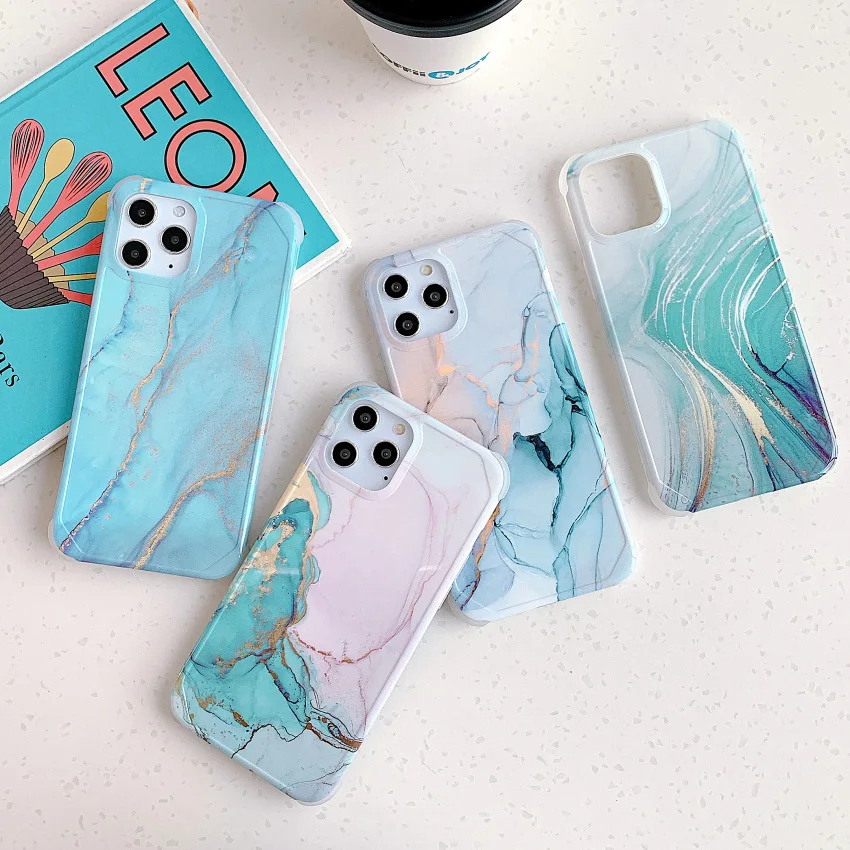

For iPhone 13 Pro Max IMD Phone Case TPU PC Shockproof Marble Cases For iPhone 12