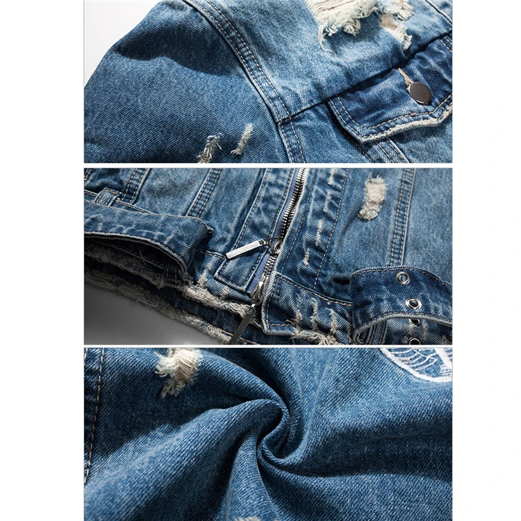 Wholesale Jean Jacket With Belt Distressed Denim Jacket For Men - Buy ...