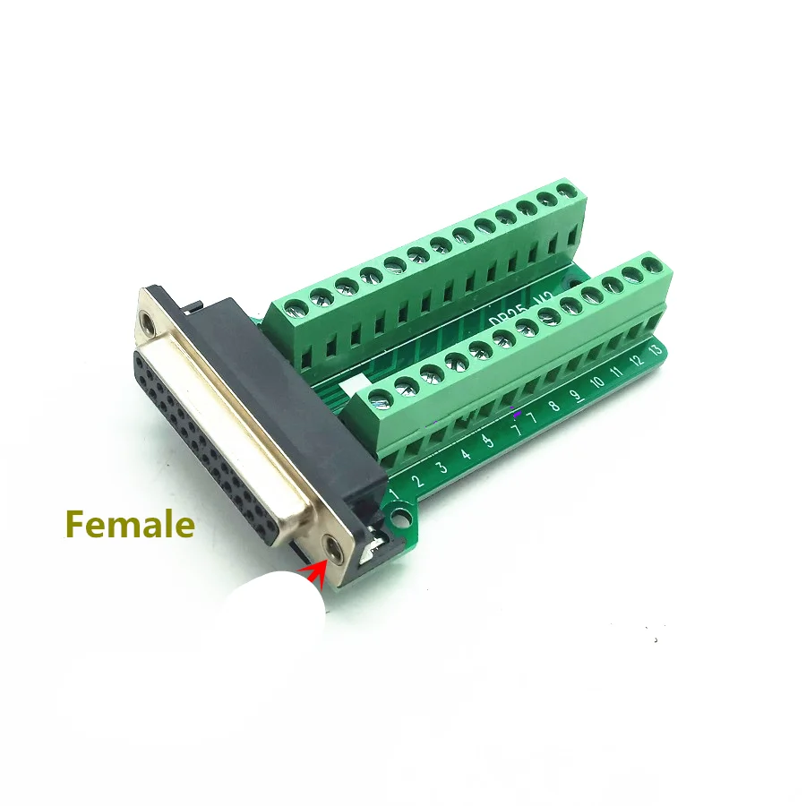 DB25 D-SUB Female 25Pin Plug Breakout PCB Board 2 Row Terminals ConnectorHC 