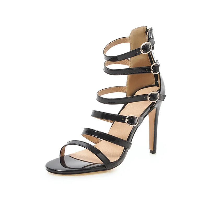 

Women's Stylish High Heeled Open Toe Splicing Feasts elegant Ladies Sandals, Black/gold/silver/white