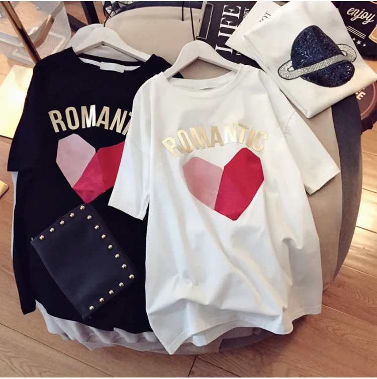 

hip hop street wear clothing manufacturer oversize women's t-shirts graphic printed women solid color custom pattern top shirts, Customized colors