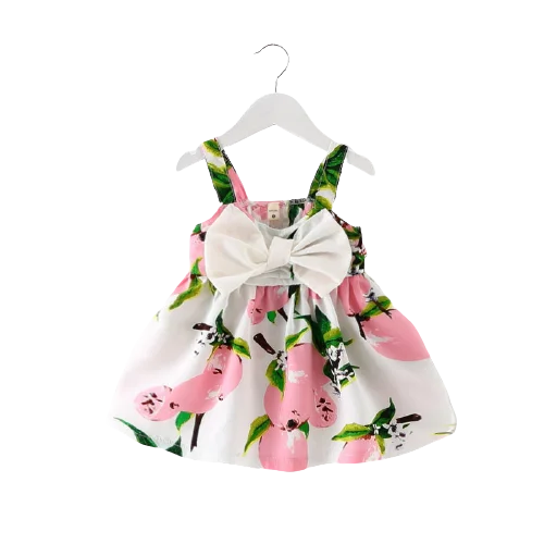 

2020 sleeveless flower bow lemon condole belt princess baby skirt summer kids clothes girl dress for wholesale, As pic shows, we can according to your request also