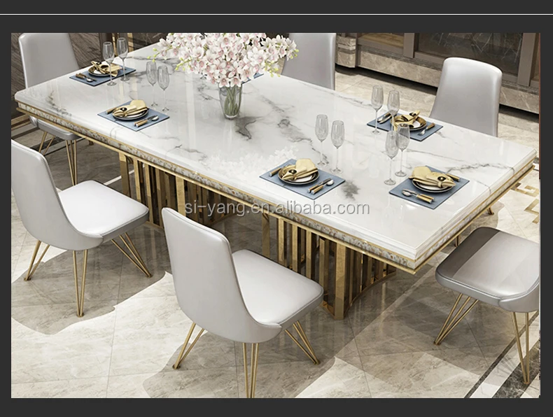 Fashion Marble Dining Table Set With Dinning Table Set 8 Chairs Dining