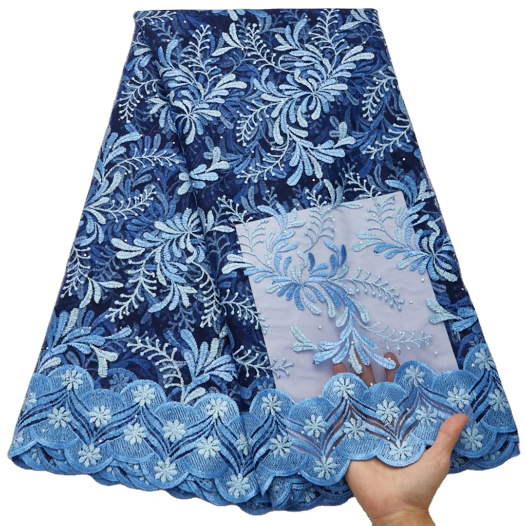 

2704 Onion Color Nigerian Beaded Lace Fabric High Quality Beautiful Embroidered African Lace Fabric For Nigerian Dresses