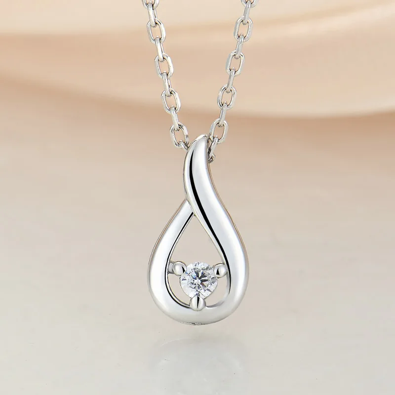 

Amazon hot sale 925 sterling silver jewelry cz teardrop pendant sterling silver chain customize jewelry pendant necklace