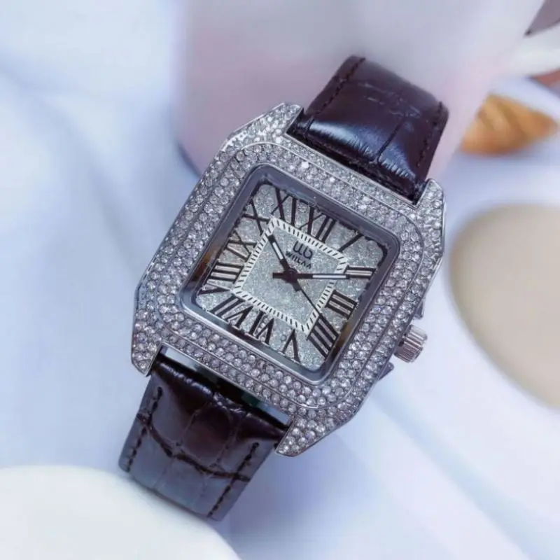 

Iced Out Luxury Watch Japan Square Movement Hot Wrist Watches For Ladies Stainless Steel