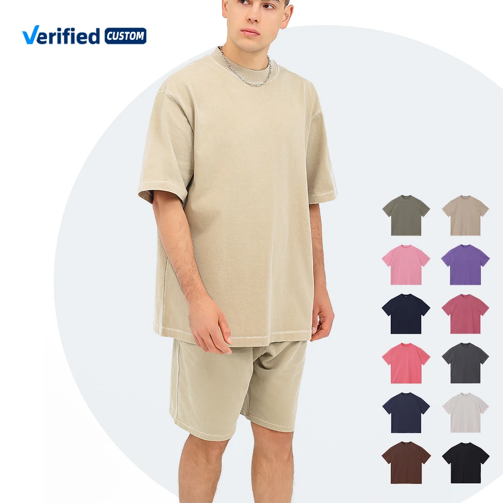 Men's 100% Cotton Vintage Washed Streetwear T-Shirt Heavyweight Boxy Cropped Oversized Distressed Jersey Blank Design Plus Size