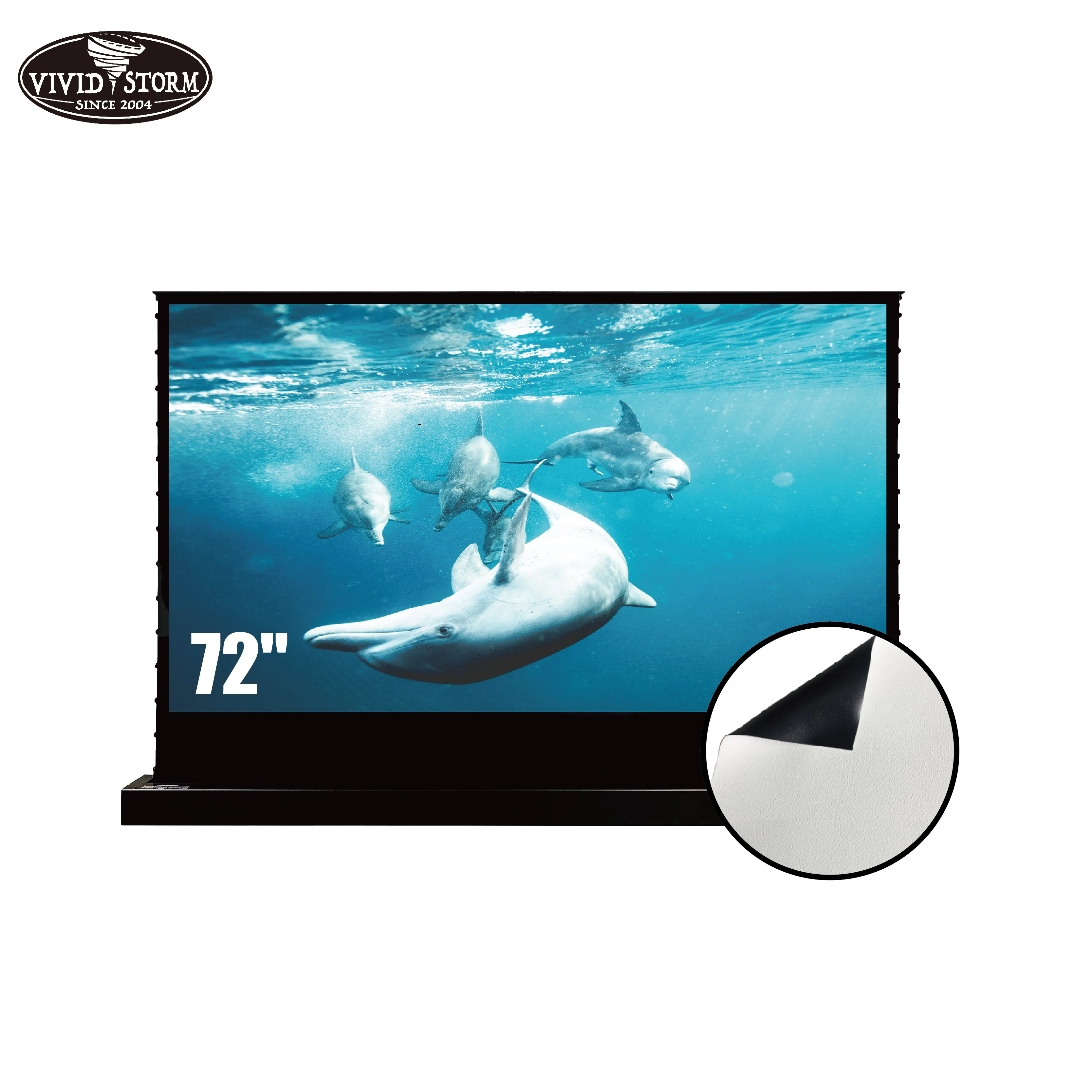 

VIVIDSTORM 72 inch S Electric tab-tensioned floor screen with PVC Cinema White home cinema screen for normal throw projector