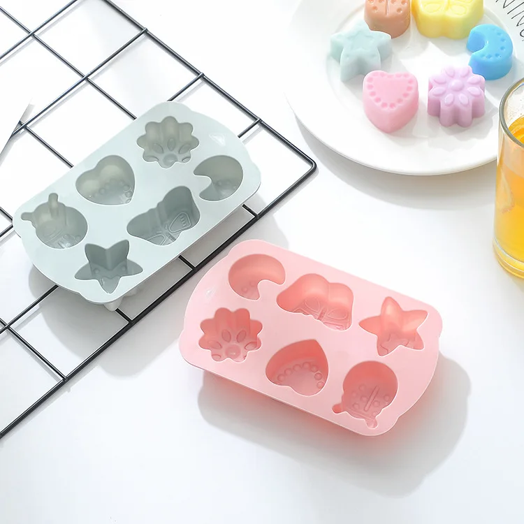 

6 with moon bug silicone flower shape cake mold chocolate handmade soap DIY baking aroma foot shaped cake mold