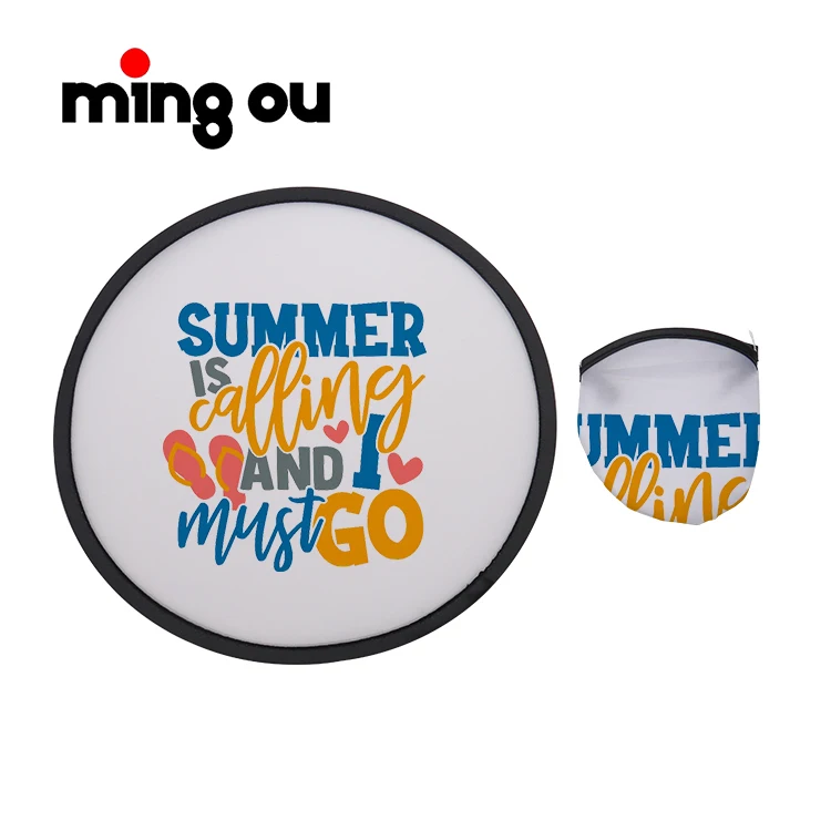 

Customized Logo Graduation Flying Discs Fan Sublimation Blank Black Rim Foldable Fan With Pouch