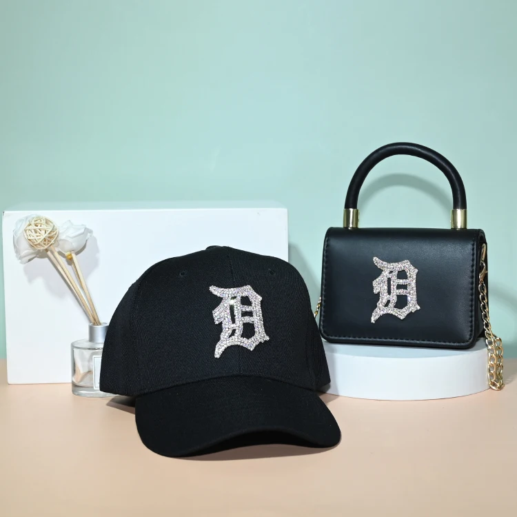

2021 New designer women brand bag luxury two piece ladies caps hat and purse handbag set, Customizable