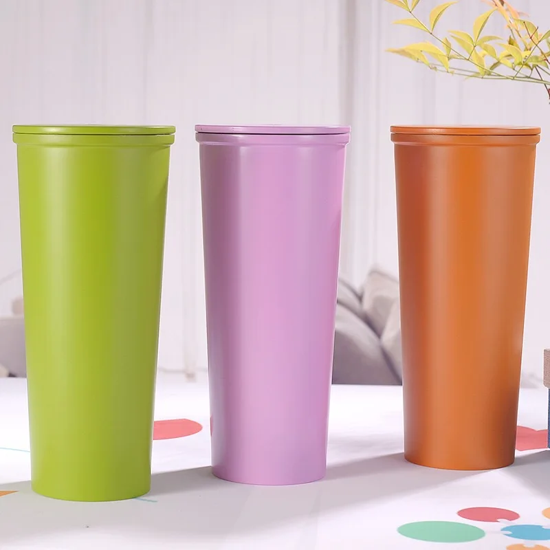 

Wholesale 16 oz Custom Double Wall 304 Stainless Steel Vacuum Straw Water Cup Insulated Tumbler Coffee cups