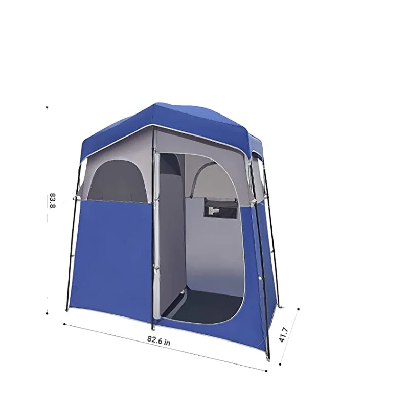 

Waterproof Fiberglass Camping Shower Tent Large Size Double Room Changing Dress Tent For 2 Person, Blue