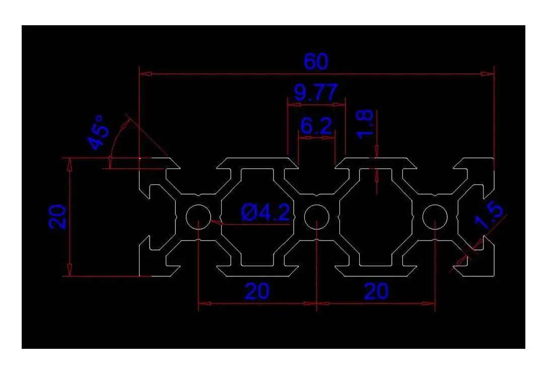 V Wheel V Rails V Slot Bars 2060 Vslot (20 X 60 Mm) Black Rail Aluminum Profile Extrusion 2020