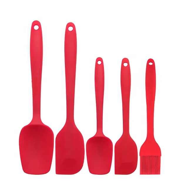 

Silicone Spatula Set 5 Versatile Tools Created for Cooking Baking and Mixing One Piece Design Non-Stick & Heat Resistant, Red, black, green, pink