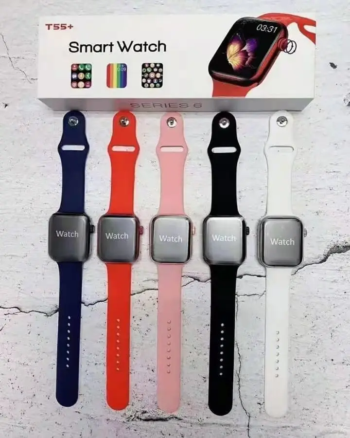 

2021 newest T55+ smart watch 1.75inch with rotating button Siri t55+ smartwatch for Android IOS pk T500+ T55, White, black, pink, blue, green