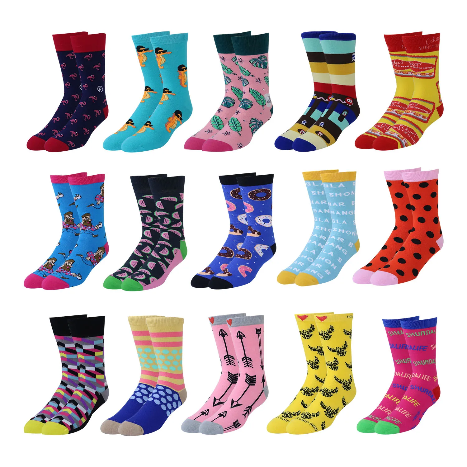 

Creative Custom Wholesale Cotton Popular Logo Men Women Socks Tube Skateboard Casual Fashion Happy Socks