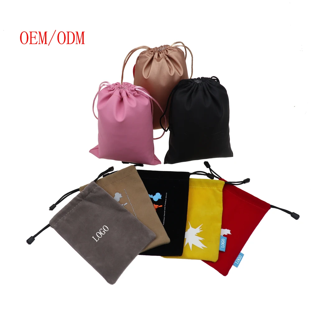 

2021 Cheapest Custom Eco-friendly Mini Polyester PU Cotton Jewelry Small Pouch Bag Drawstring Velvet Drawstring Bag, Customized color