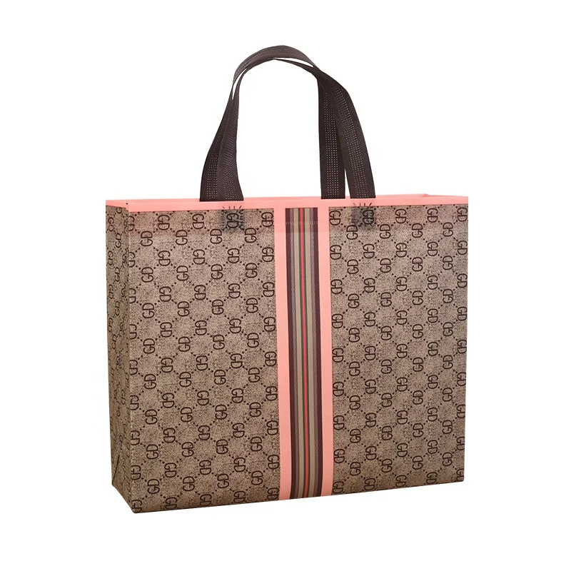 

Fast shipping laminated tote shopping non-woven pattern corporate advertising custom logo