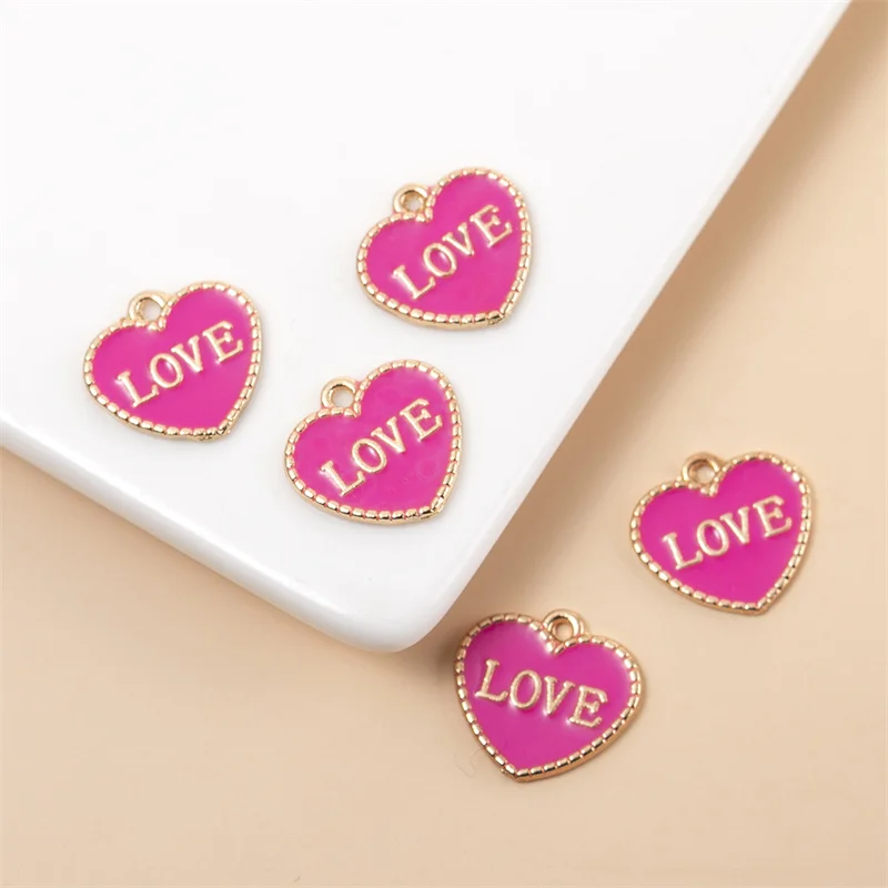 

Fashion Enamel Love Heart Charms Pendants For Jewelry Making DIY Love Letter Charms Handmade Jewelry Accessories