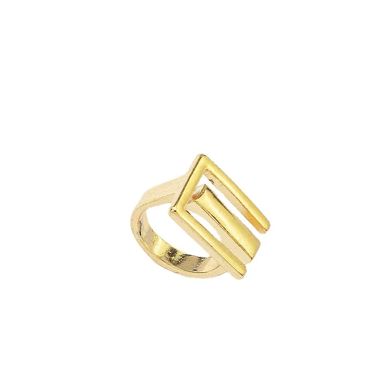 

New Design Gold Silver Plated Hollow Geometric Rings Statement Alloy Multi Layer Stripe Rings For Women Daily