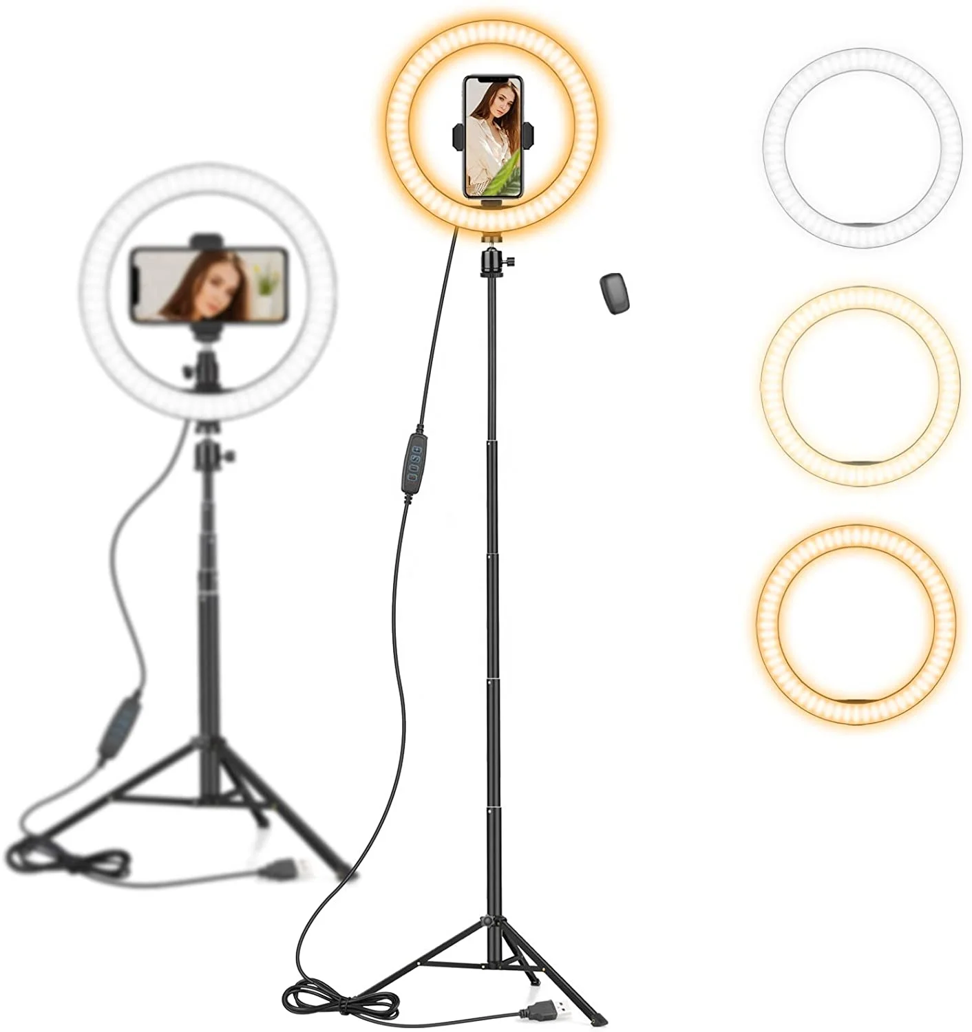 

China stock led ring light with tripod stand phone holder rgb led ring light 10" led selfie ring light with tripod stand